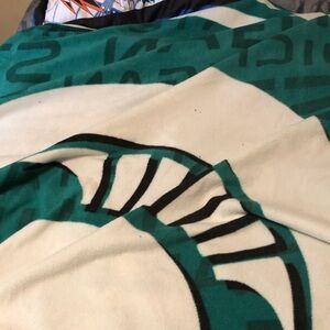 Teal and White Graphic Plush Blanket